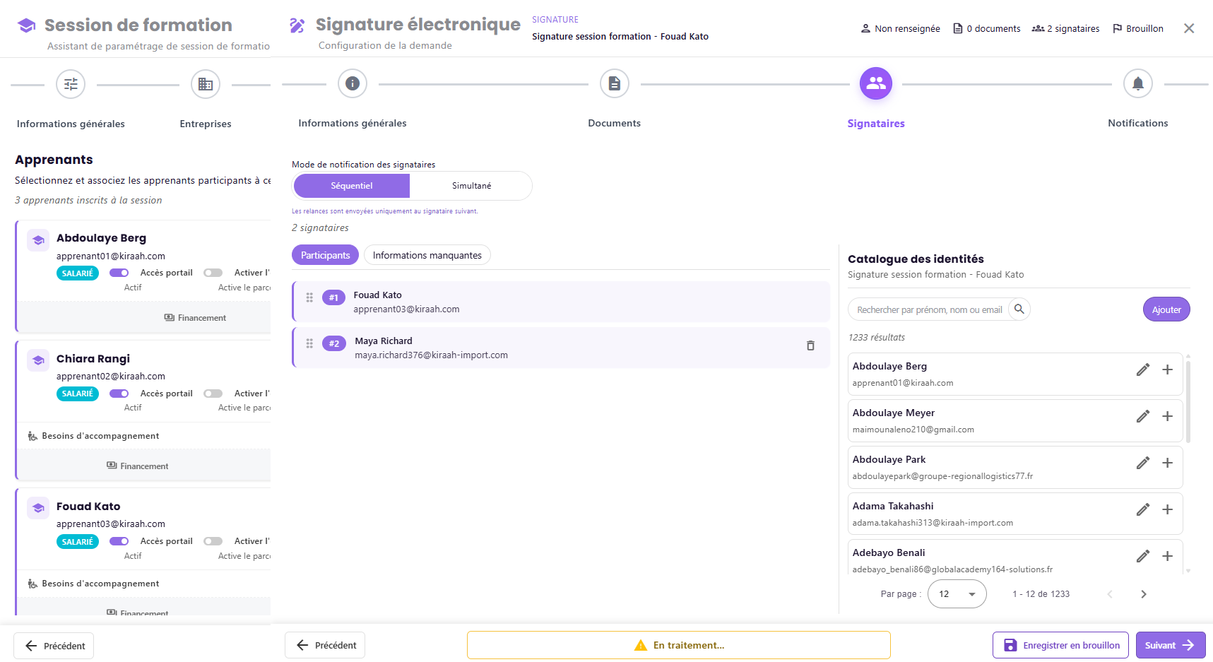 Signature électronique des documents de formation