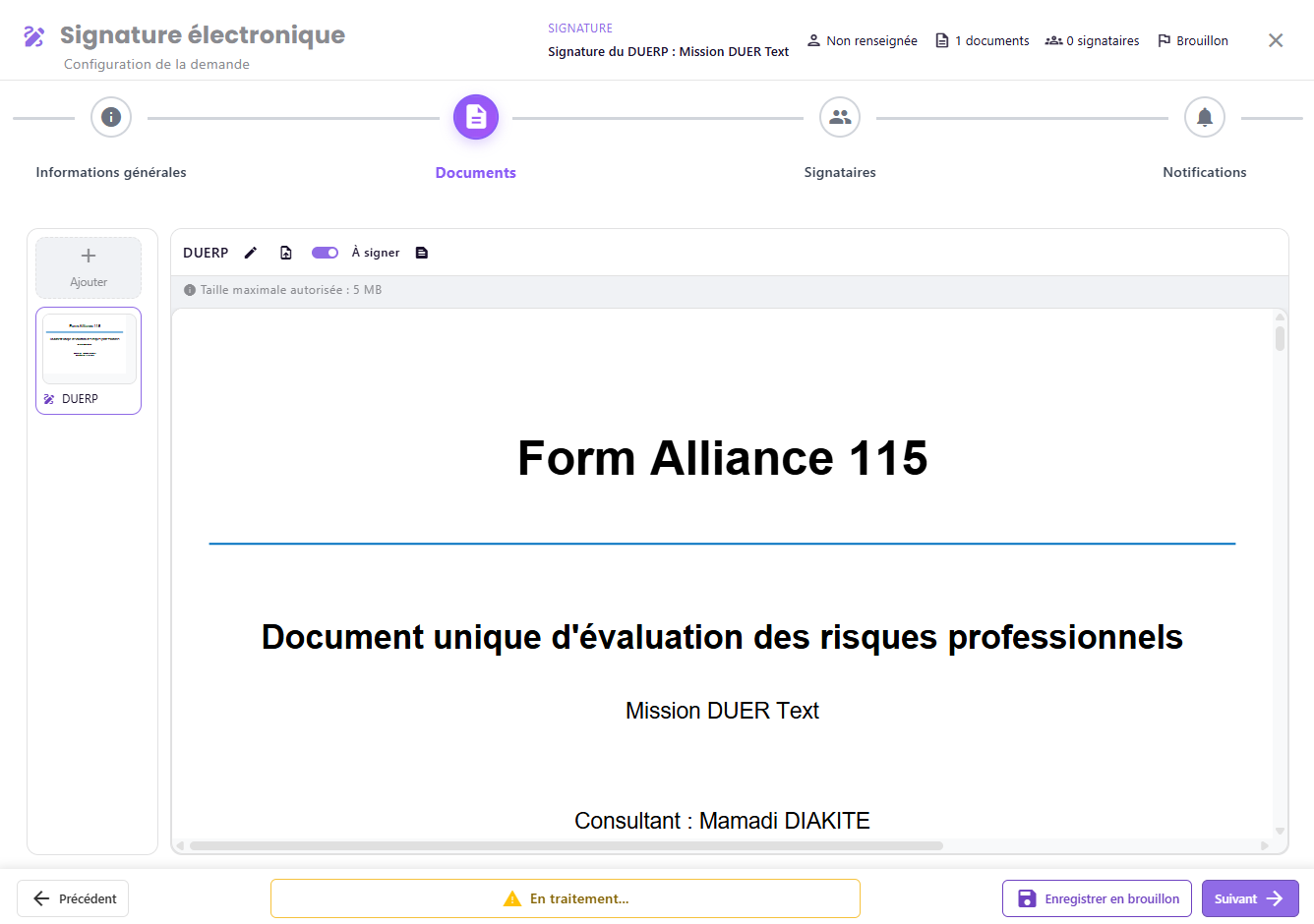 Signature électronique du document unique DUERP